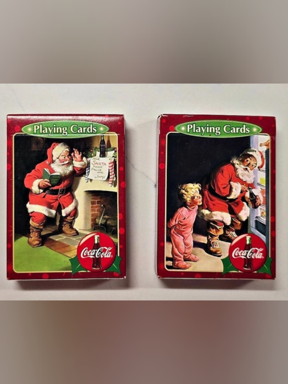 Vintage 1990s Coca Cola Haddon Sundblom Santa Playing Cards - 2 Decks